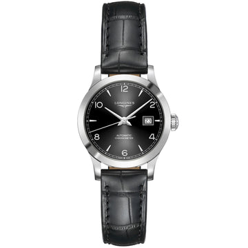 Longines orologio Record collection 30mm nero automatic COSC acciaio L2.321.4.56.2