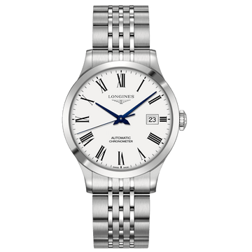 Longines orologio Record Collection 38,5mm bianco automatico acciaio L2.820.4.11.6