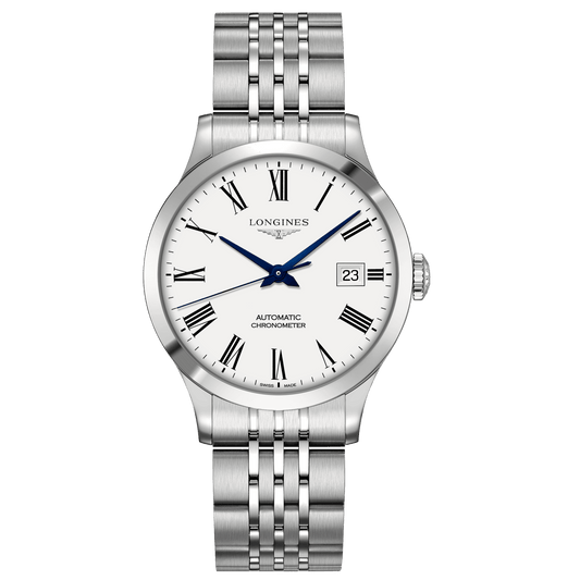 Longines orologio Record Collection 38,5mm bianco automatico acciaio L2.820.4.11.6