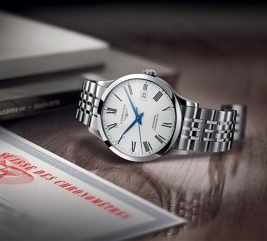 Longines orologio Record Collection 38,5mm bianco automatico acciaio L2.820.4.11.6