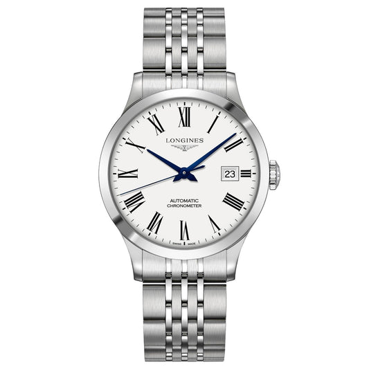 Longines orologio Record collection 40mm bianco mat automatico COSC acciaio L2.821.4.11.6