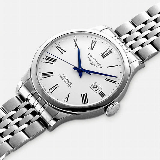 Longines orologio Record collection 40mm bianco mat automatico COSC acciaio L2.821.4.11.6