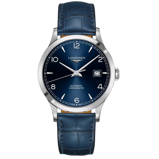 Longines orologio Record collection 40mm blu automatico acciaio L2.821.4.96.4