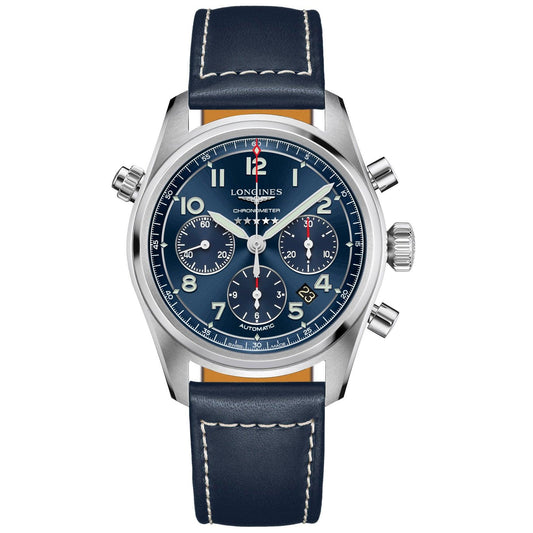 Longines orologio Spirit cronografo 42mm blu automatico acciaio L3.820.4.93.0