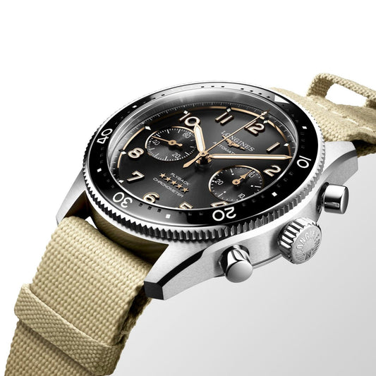 Longines orologio Spirit Flyback 42mm nero automatico acciaio L3.821.4.53.9