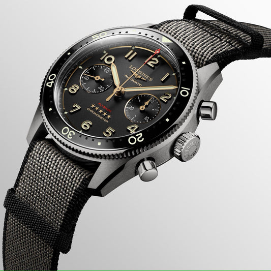 Longines orologio Spirit Flyback Titanium 42mm antracite automatico titanio L3.821.1.53.2