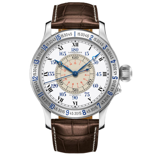 Longines orologio The Lindbergh Hour Angle Watch 47,5mm bianco automatico acciaio L2.678.4.11.0