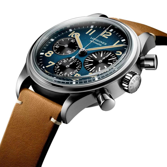 Longines orologio The Longines Avigation BigEye 41mm petrolio cronografo automatico titanio L2.816.1.93.2