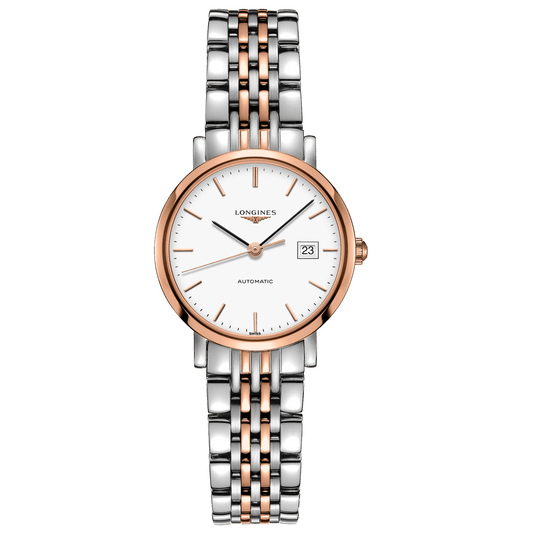 Longines orologio The Longines Elegant Collection 29mm oro rosa 18kt bianco mat automatico acciaio L4.310.5.12.7