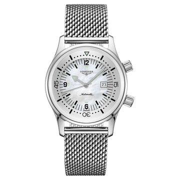 Longines orologio The Longines Legend Diver Watch 36mm madreperla automatico acciaio L3.374.4.80.6