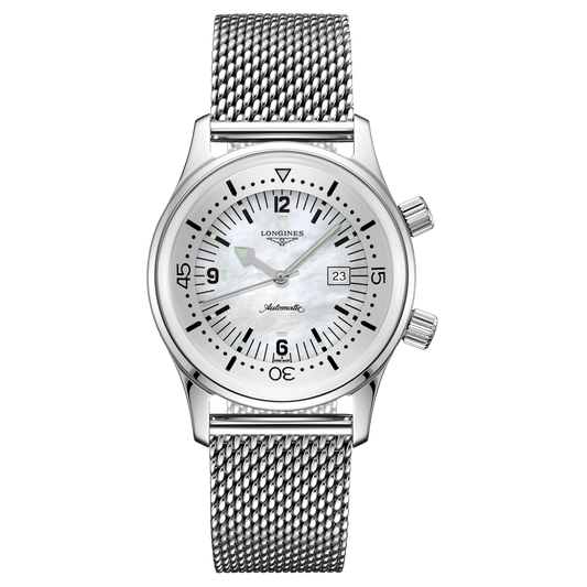 Longines orologio The Longines Legend Diver Watch 36mm madreperla automatico acciaio L3.374.4.80.6