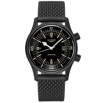 Longines orologio The Longines Legend Diver Watch 42mm nero automatico acciaio finitura PVD nero L3.774.2.50.9
