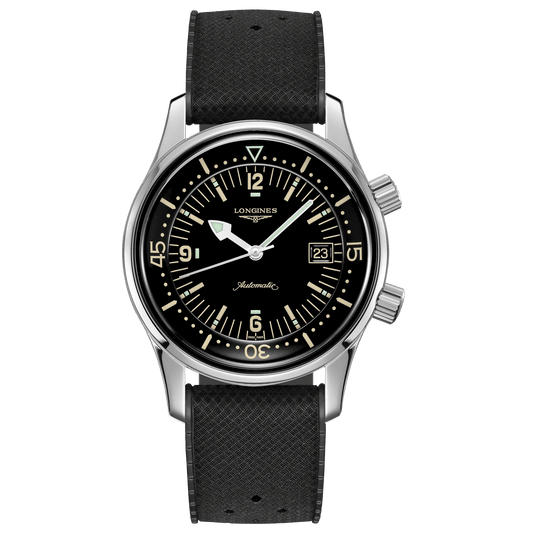 Longines orologio The Longines Legend Diver Watch 42mm nero automatico acciaio L3.774.4.50.9