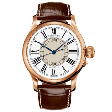 Longines watch The Longines Weems Second-Setting Watch 47.5mm white automatic 18kt rose gold L2.713.8.11.0
