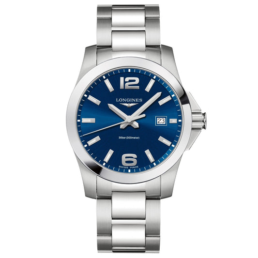 Longines orologio uomo Conquest blu 41mm quarzo acciaio L3.759.4.96.6