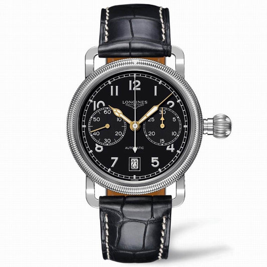 Longines orologio uomo Heritage Avigation Oversize Crown Chronograph 41mm automatico L2.783.4.53.2