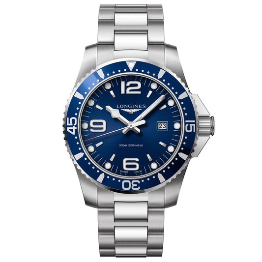 Longines HydroConquest men's watch blue 44mm quartz steel L3.840.4.96.6