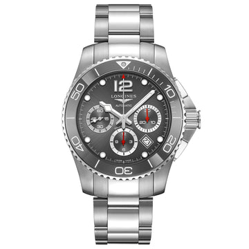 Longines orologio uomo HydroConquest grigio 43mm cronografo automatico acciaio L3.883.4.76.6