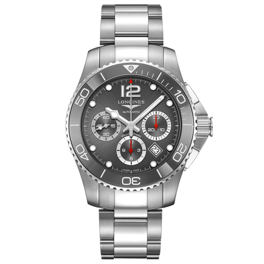 Longines orologio uomo HydroConquest grigio 43mm cronografo automatico acciaio L3.883.4.76.6
