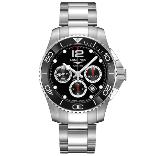 Longines orologio uomo HydroConquest nero ceramica 43mm automatico acciaio L3.883.4.56.6