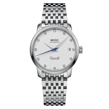 Mido orologio Baroncelli Heritage Lady 33mm bianco automatico acciaio M027.207.11.016.00
