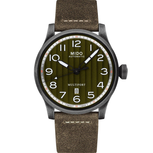 Mido orologio Multifort Escape 44mm kaki automatico acciaio finitura PVD nero anticato sabbiato M032.607.36.090.00