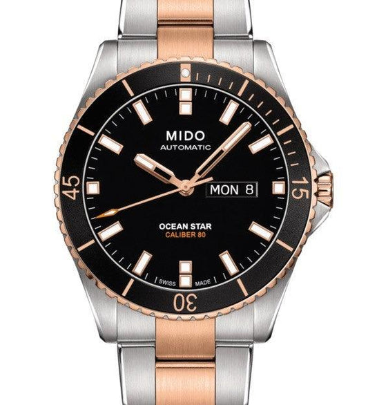 Mido orologio Ocean Star 200 42,5mm nero automatico acciaio finitura PVD oro rosa M026.430.22.051.00