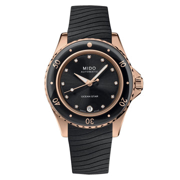 Mido orologio Ocean Star Lady 36,5mm nero automatico acciaio finitura PVD oro rosa M026.207.37.056.00