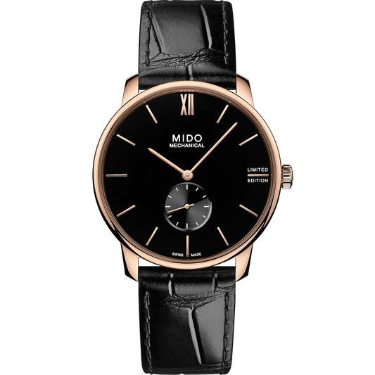 Mido orologio uomo Baroncelli Mechanical nero 39mm Limited Edition acciaio pvd oro rosa carica manuale M037.405.36.050.00