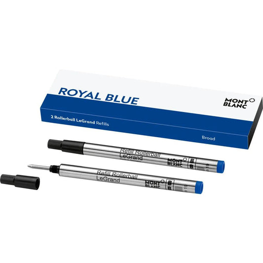 Montblanc 2 refills for Rollerball LeGrand tip B Royal Blue 128229