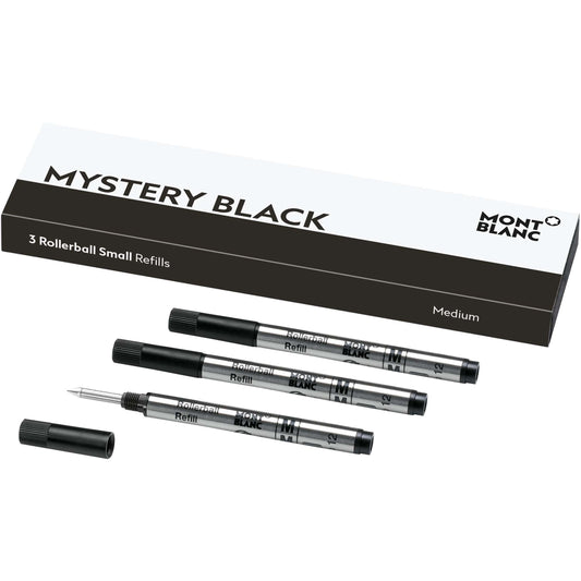 Montblanc 3 refill piccoli per roller punta M Mystery Black nero 128240