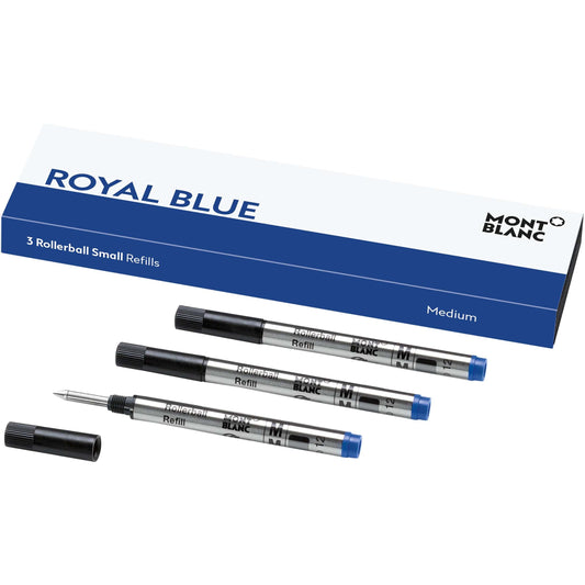 Montblanc 3 small rollerball refills M Royal Blue 128241 