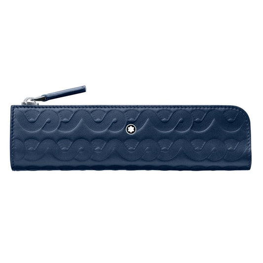 Montblanc astuccio per 1 strumento da scrittura Meisterstück Selection Around the World in 80 Days blu 128635