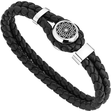 Montblanc bracciale Hommage to Victor Hugo acciaio pelle misura grande 12613668