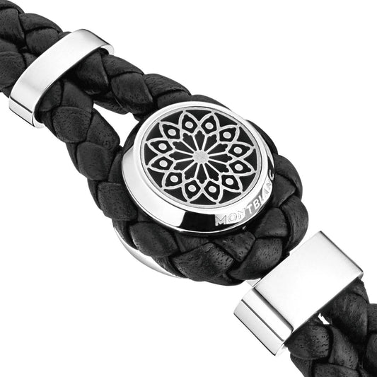 Montblanc bracciale Hommage to Victor Hugo acciaio pelle misura grande 12613668