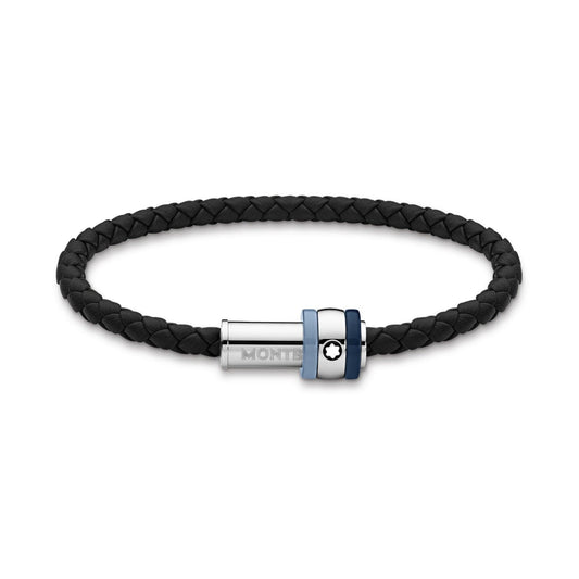 Montblanc bracciale  Montblanc 1858 Ice Sea blu pelle intrecciata nera misura L 12951868
