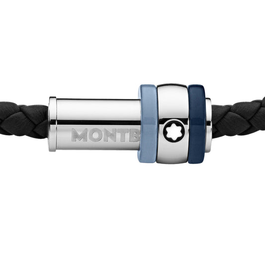 Montblanc bracciale  Montblanc 1858 Ice Sea blu pelle intrecciata nera misura L 12951868