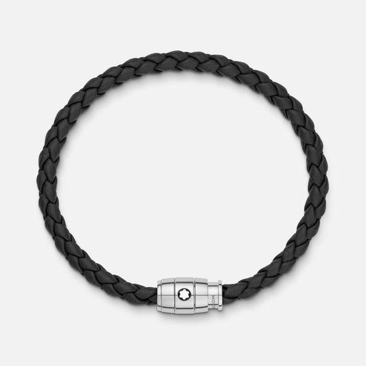 Montblanc bracelet black woven leather 3-ring closure size S 130895 60 
