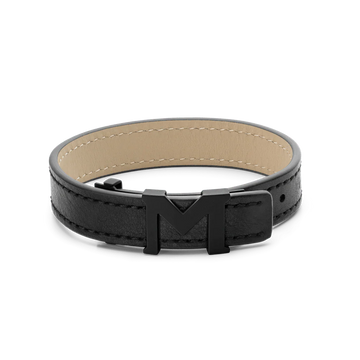 Montblanc bracciale uomo in pelle Montblanc M logo nero 129503