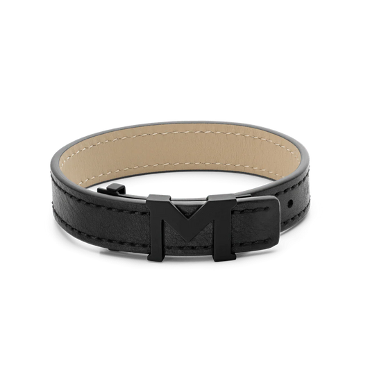 Montblanc bracciale uomo in pelle Montblanc M logo nero 129503