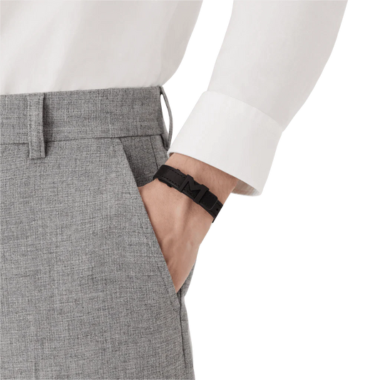 Montblanc bracciale uomo in pelle Montblanc M logo nero 129503
