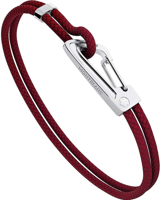 Montblanc Men's Braided Leather Bracelet Red 11498863 