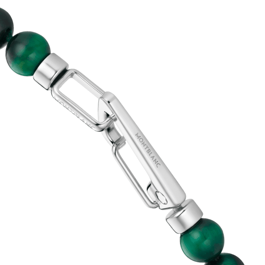 Montblanc bracciale Wrap Me acciaio e occhio di tigre verde misura L 12596568