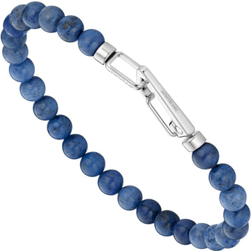 Montblanc bracciale Wrap Me con sfere in sodalite e chiusura a moschettone in acciaio misura S 12584960