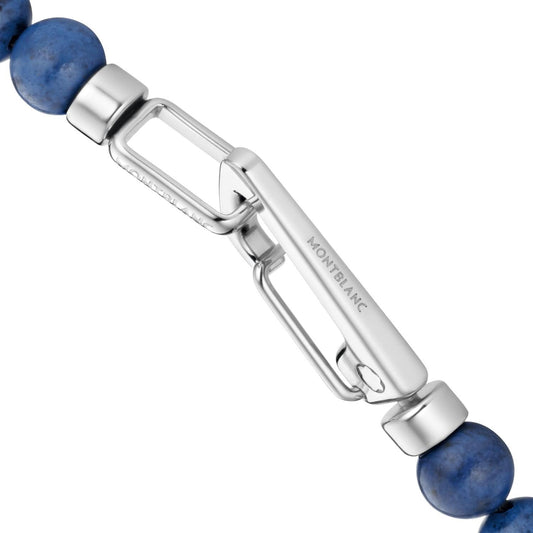 Montblanc bracciale Wrap Me con sfere in sodalite e chiusura a moschettone in acciaio misura S 12584960