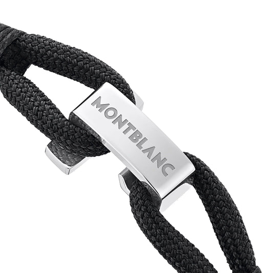 Montblanc bracciale Wrap Me nero in nylon e acciaio misura M 12838263