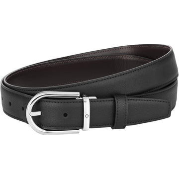 Montblanc 30mm Belt with Shiny Palladium-Coated Horseshoe Pin Buckle 128757