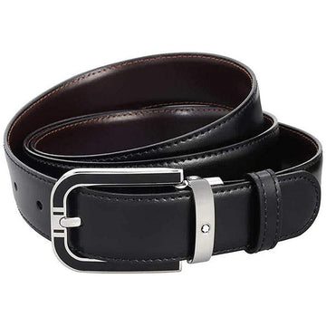 Montblanc Belt 30mm Horseshoe Buckle Adjustable Length Reversible Black/Brown 109740