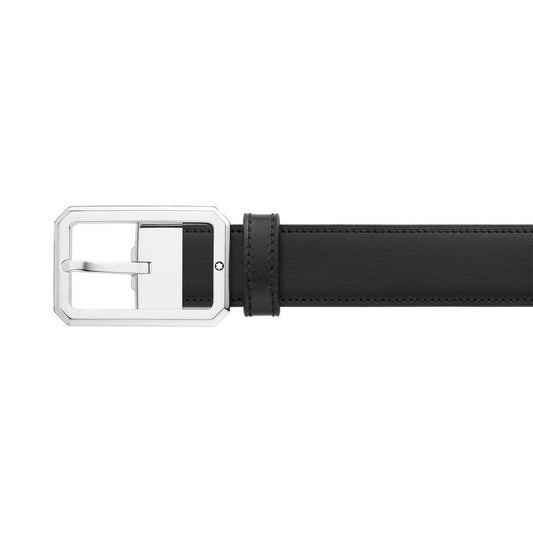 Montblanc belt 30mm octagonal buckle reversible leather black/brown 128761