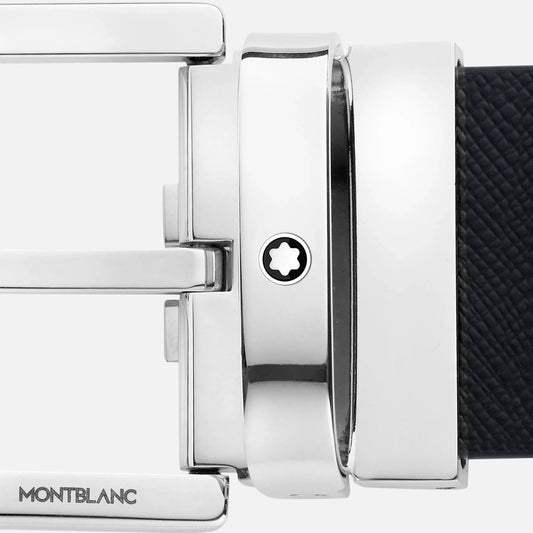 Montblanc cintura 35mm fibbia a ferro di cavallo pelle reversibile Sartorial nera/mosto 131176
